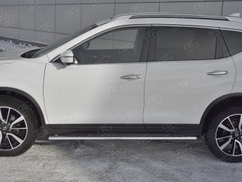 16 649 р. Защита порогов (Ø75x42 мм с проступью) Russtal Nissan X-trail 3 T32 рестайлинг (2017-2022)  с доставкой в г. Кемерово. Увеличить фотографию 3