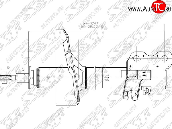 3 599 р. Правый амортизатор передний SAT  Nissan X-trail  1 T30 (2000-2003) дорестайлинг  с доставкой в г. Кемерово