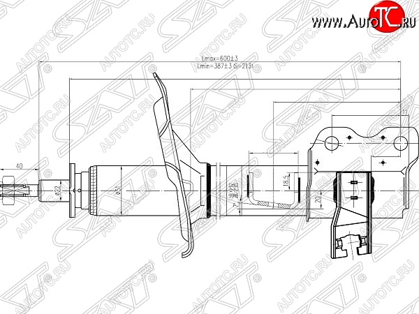 3 399 р. Правый амортизатор задний SAT  Nissan X-trail  1 T30 (2000-2003) дорестайлинг  с доставкой в г. Кемерово