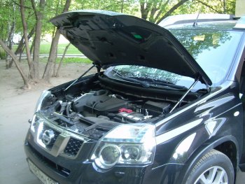 2 199 р. Упоры капота Russtal  Nissan X-trail  2 T31 (2007-2015) дорестайлинг, рестайлинг  с доставкой в г. Кемерово. Увеличить фотографию 1