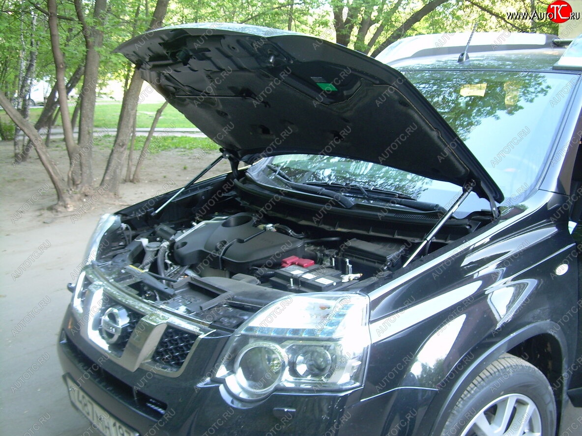 2 199 р. Упоры капота Russtal  Nissan X-trail  2 T31 (2007-2015) дорестайлинг, рестайлинг  с доставкой в г. Кемерово