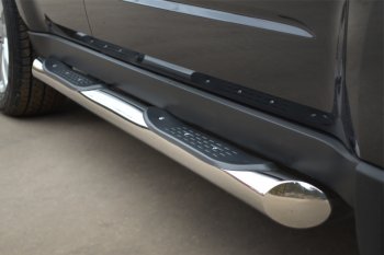 Защита порогов с проступями SLITKOFF (труба D76 мм) Nissan X-trail  2 T31 (2007-2011) дорестайлинг (Защита порогов с со скосами на торцах (вариант 1))