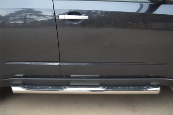 22 549 р. Защита порогов (Ø76 мм, с проступью, нержавейка) SLITKOFF  Nissan X-trail  2 T31 (2007-2011) дорестайлинг (с пластиковой заглушкой на торцах)  с доставкой в г. Кемерово. Увеличить фотографию 3