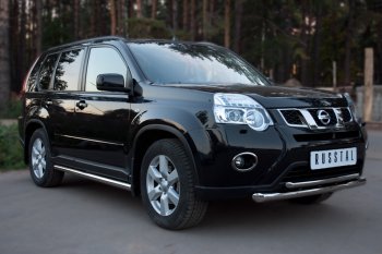 16 899 р. Защита переднего бампера (2 трубы Ø63 и 42 мм, нержавейка) SLITKOFF  Nissan X-trail  2 T31 (2010-2015) рестайлинг  с доставкой в г. Кемерово. Увеличить фотографию 2