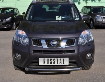 Защита переднего бампера (Ø63 мм короткая, нержавейка) SLITKOFF Nissan X-trail  2 T31 (2010-2015) рестайлинг