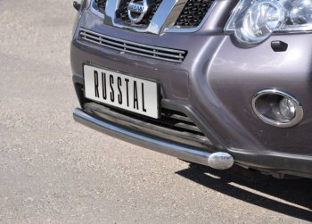 14 599 р. Защита переднего бампера (Ø63 мм короткая, нержавейка) SLITKOFF  Nissan X-trail  2 T31 (2010-2015) рестайлинг  с доставкой в г. Кемерово. Увеличить фотографию 2