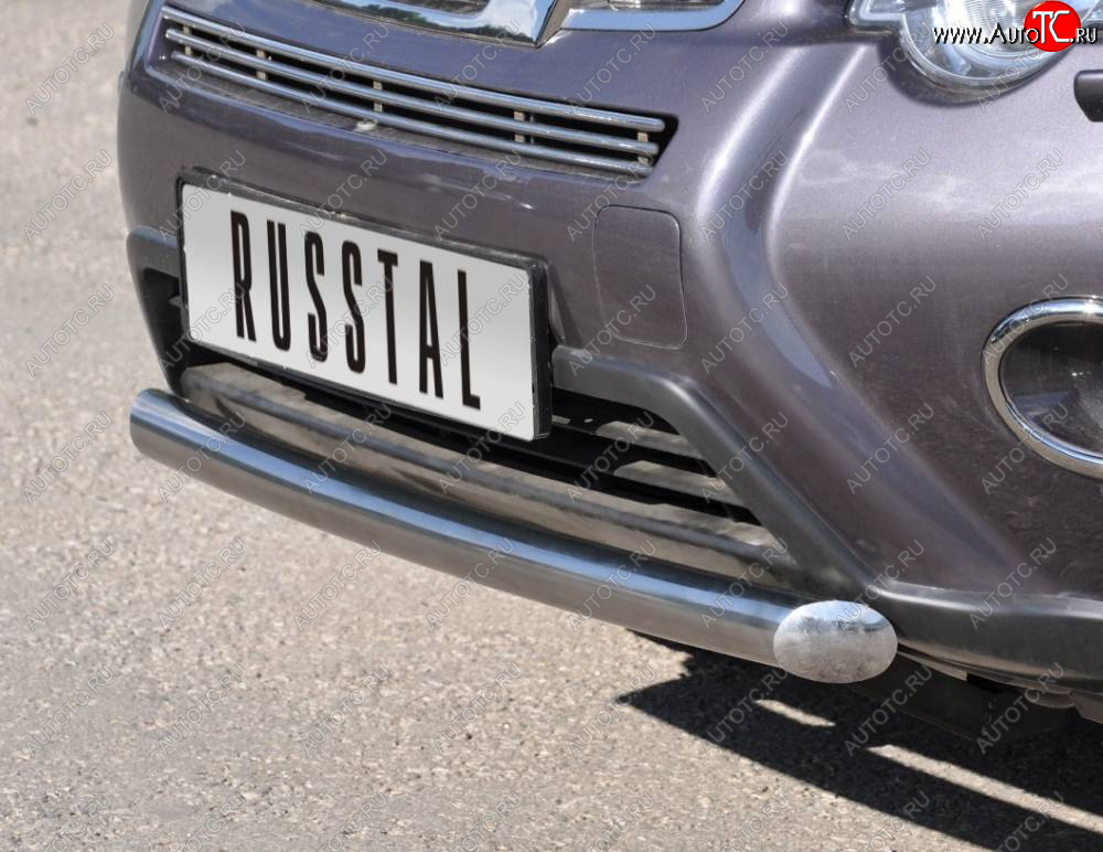15 299 р. Защита переднего бампера (Ø76 мм, нержавейка) SLITKOFF  Nissan X-trail  2 T31 (2010-2015) рестайлинг  с доставкой в г. Кемерово