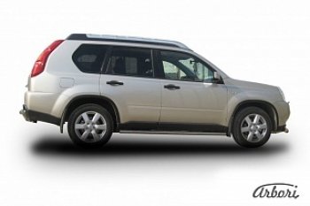 Защита штатных порогов Arbori (нержавейка, d57 mm). Nissan X-trail 2 T31 дорестайлинг (2007-2011)