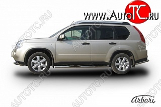 14 579 р. Защита штатных порогов Arbori (с проступью, нержавейка, d76 mm).  Nissan X-trail  2 T31 (2007-2011) дорестайлинг  с доставкой в г. Кемерово