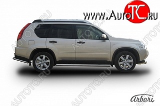 12 509 р. Защита штатных порогов Arbori (нержавейка, d76 mm). Nissan X-trail 2 T31 дорестайлинг (2007-2011)  с доставкой в г. Кемерово