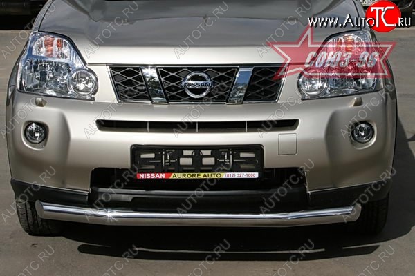 1 052 р. Защита переднего бампера одинарная Souz-96 (d76) Nissan X-trail 2 T31 дорестайлинг (2007-2011)  с доставкой в г. Кемерово
