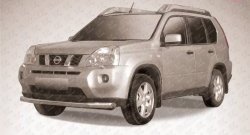 13 499 р. Одинарная защита переднего бампера диаметром 76 мм Slitkoff  Nissan X-trail  2 T31 (2007-2011) дорестайлинг (Цвет: нержавеющая полированная сталь)  с доставкой в г. Кемерово. Увеличить фотографию 1