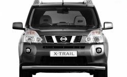 Одинарная защита переднего бампера диаметром 63 мм Petroil Tuning Nissan X-trail  2 T31 (2007-2011) дорестайлинг