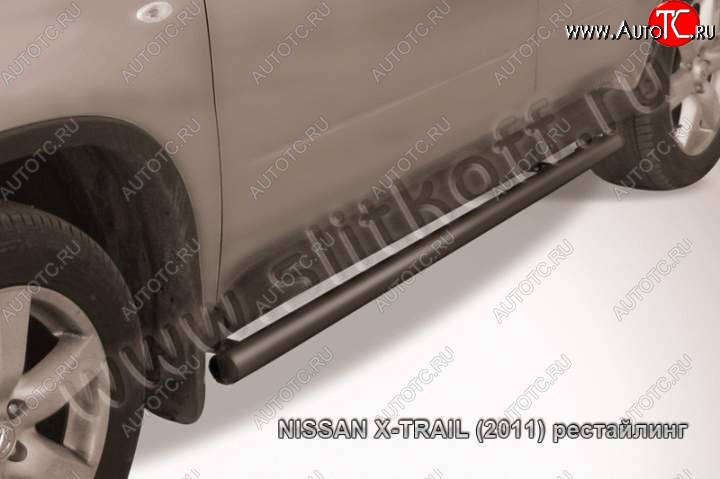 9 899 р. Защита порогов Slitkoff Nissan X-trail 2 T31 дорестайлинг (2007-2011) (Цвет: серебристый)  с доставкой в г. Кемерово