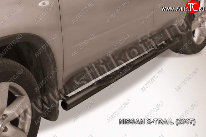 12 399 р. Защита порогов Slitkoff  Nissan X-trail  2 T31 (2007-2011) дорестайлинг (Цвет: серебристый)  с доставкой в г. Кемерово