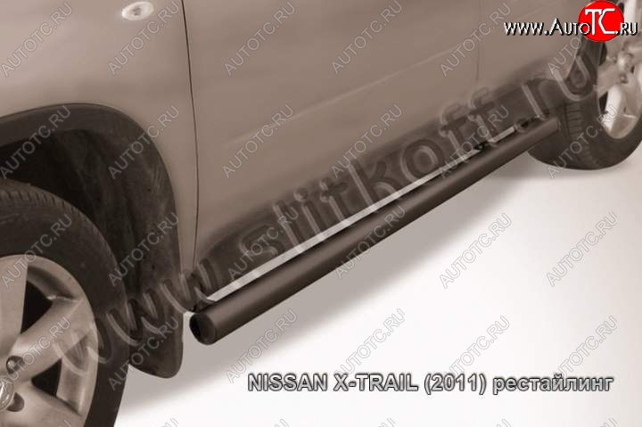 10 599 р. Защита порогов Slitkoff  Nissan X-trail  2 T31 (2007-2011) дорестайлинг (Цвет: серебристый)  с доставкой в г. Кемерово
