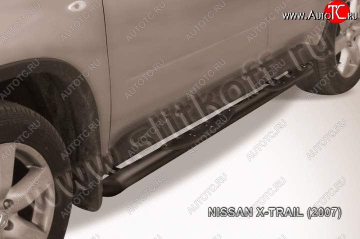10 849 р. Пороги d76 с проступями со скосами  Nissan X-trail  2 T31 (2007-2011) дорестайлинг (Цвет: серебристый)  с доставкой в г. Кемерово