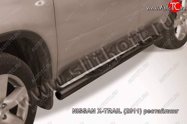 12 399 р. Защита порогов Slitkoff Nissan X-trail 2 T31 дорестайлинг (2007-2011) (Цвет: серебристый)  с доставкой в г. Кемерово