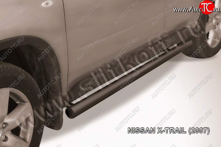 10 599 р. Защита порогов Slitkoff Nissan X-trail 2 T31 дорестайлинг (2007-2011) (Цвет: серебристый)  с доставкой в г. Кемерово