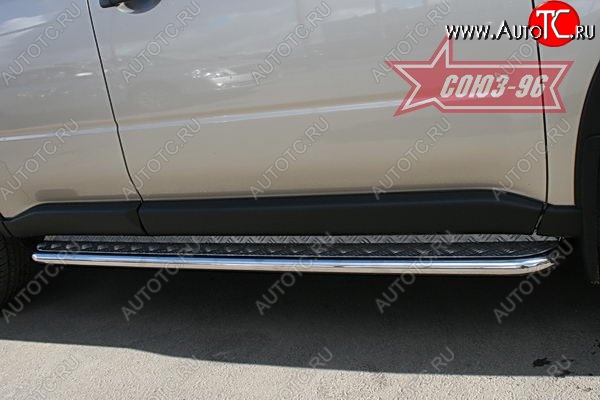 14 039 р. Защита порогов с листом Souz-96 (d42).  Nissan X-trail  2 T31 (2007-2011) дорестайлинг  с доставкой в г. Кемерово