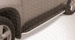 Широкая защита порогов из трубы диаметром 42 мм Slitkoff Nissan X-trail  2 T31 (2007-2011) дорестайлинг