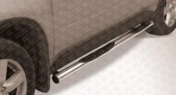 Защита порогов с пластиковыми вставками Slitkoff (d76, нержавейка) Nissan X-trail  2 T31 (2007-2011) дорестайлинг