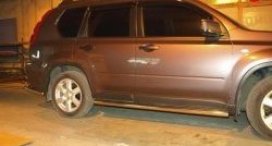 Защита порогов d63 мм Металл Дизайн Nissan X-trail 2 T31 дорестайлинг (2007-2011) (полированная нержавейка)