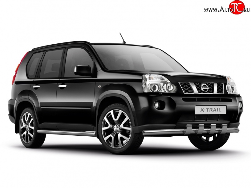 7 999 р. Защита порогов из круглой трубы диаметром 63 мм Petroil Tuning  Nissan X-trail  2 T31 (2007-2011) дорестайлинг  с доставкой в г. Кемерово