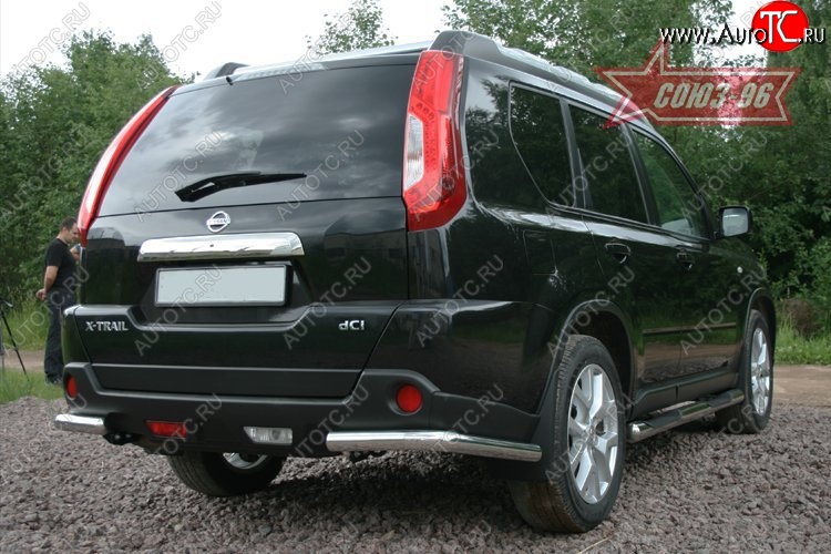 1 169 р. Задняя защита бампера уголки d60 Souz-96 Nissan X-trail 2 T31 рестайлинг (2010-2015)  с доставкой в г. Кемерово