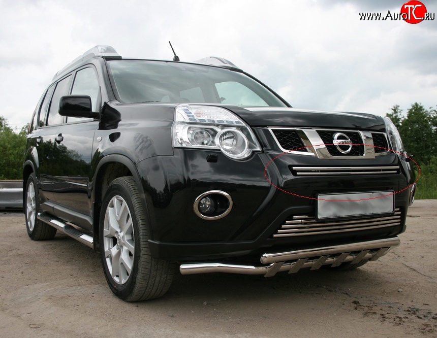2 204 р. Декоративная вставка воздухозаборника Novline (d16 мм, верхняя) Nissan X-trail 2 T31 рестайлинг (2010-2015)  с доставкой в г. Кемерово