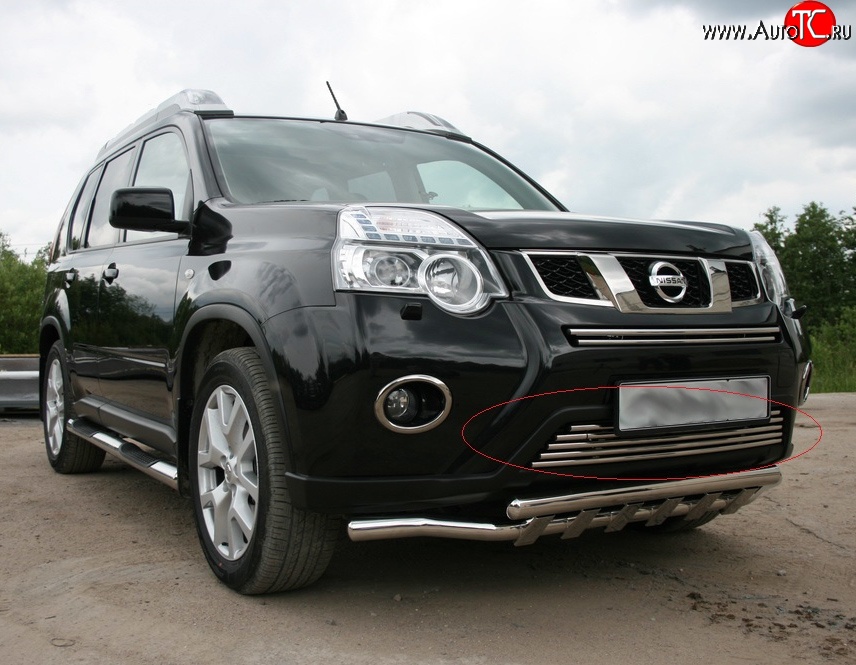 4 769 р. Декоративная вставка воздухозаборника Novline (d16 мм, нижняя) Nissan X-trail 2 T31 рестайлинг (2010-2015)  с доставкой в г. Кемерово