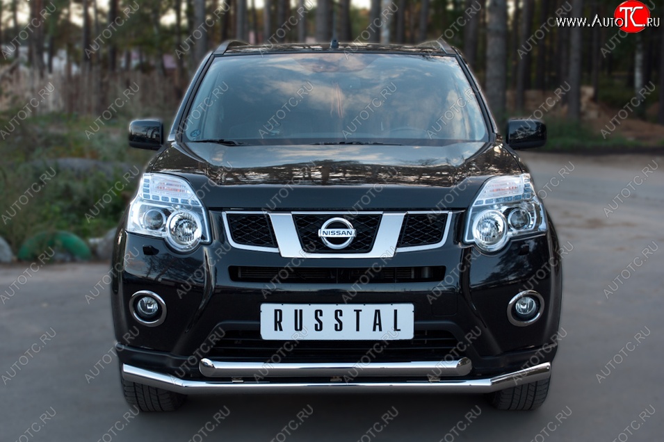 17 649 р. Защита переднего бампера (2 трубыØ63 мм, нержавейка) SLITKOFF  Nissan X-trail  2 T31 (2010-2015) рестайлинг  с доставкой в г. Кемерово