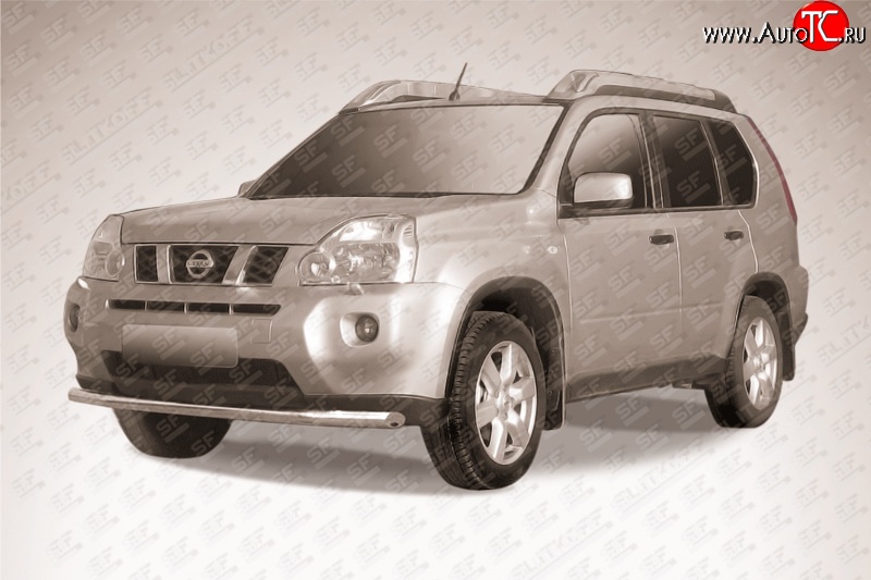 11 749 р. Одинарная защита переднего бампера из трубы диаметром 57 мм Slitkoff  Nissan X-trail  2 T31 (2010-2015) рестайлинг (Цвет: нержавеющая полированная сталь)  с доставкой в г. Кемерово