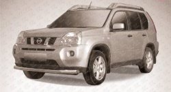 13 499 р. Одинарная защита переднего бампера диаметром 76 мм Slitkoff  Nissan X-trail  2 T31 (2010-2015) рестайлинг (Цвет: нержавеющая полированная сталь)  с доставкой в г. Кемерово. Увеличить фотографию 1