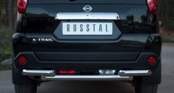 Защита заднего бампера (2 трубы Ø63, нержавейка) SLITKOFF Nissan X-trail  2 T31 (2010-2015) рестайлинг