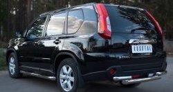 15 699 р. Защита заднего бампера (2 трубы Ø76, нержавейка) SLITKOFF  Nissan X-trail  2 T31 (2010-2015) рестайлинг  с доставкой в г. Кемерово. Увеличить фотографию 4