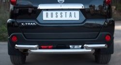 Защита заднего бампера (2 трубы Ø76, нержавейка) SLITKOFF Nissan X-trail  2 T31 (2010-2015) рестайлинг
