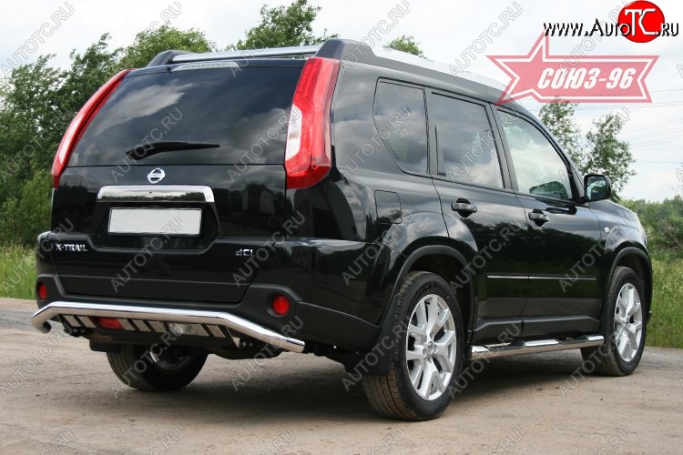 16 244 р. Защита заднего бампера Souz-96 (d60 с элементами из профиля) Nissan X-trail 2 T31 рестайлинг (2010-2015)  с доставкой в г. Кемерово
