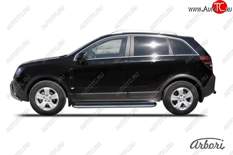 14 219 р. Защита штатных порогов с листом Arbori (нержавейка, алюминий, d57) Opel Antara (2006-2010)  с доставкой в г. Кемерово