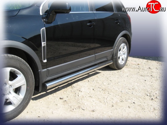 14 999 р. Защита порогов из круглой трубы диаметром 57 мм Slitkoff Opel Antara (2006-2010) (Цвет: нержавеющая полированная сталь)  с доставкой в г. Кемерово