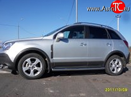 11 899 р. Защита порогов с проступью d76 мм Металл Дизайн Opel Antara (2006-2010) (полированная нержавейка)  с доставкой в г. Кемерово