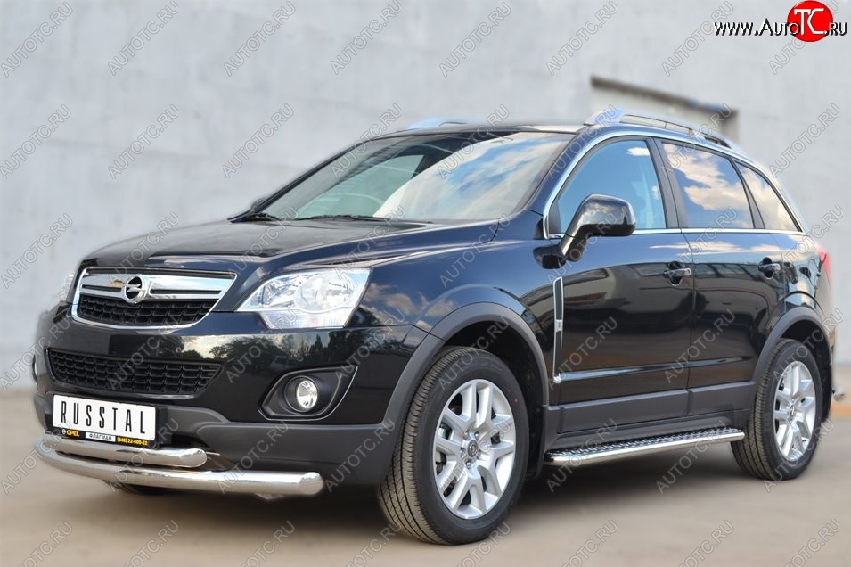 22 999 р. Защита порогов из круглой трубы диаметром 42 мм SLITKOFF v2 Opel Antara рестайлинг (2010-2015)  с доставкой в г. Кемерово
