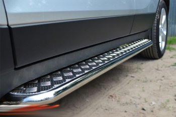 35 549 р. Защита порогов из круглой трубы диаметром 42 мм SLITKOFF v3 Opel Antara рестайлинг (2010-2015)  с доставкой в г. Кемерово. Увеличить фотографию 3