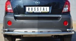 Защита заднего бампера (2 трубы Ø63 и 42 мм с уголками, нержавейка) SLITKOFF Opel Antara (2010-2015) рестайлинг