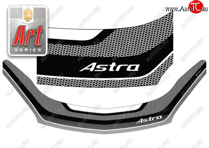 2 559 р. Дефлектор капота CA-Plastiс  Opel Astra  H (2004-2007) седан дорестайлинг (Серия Art графит)  с доставкой в г. Кемерово