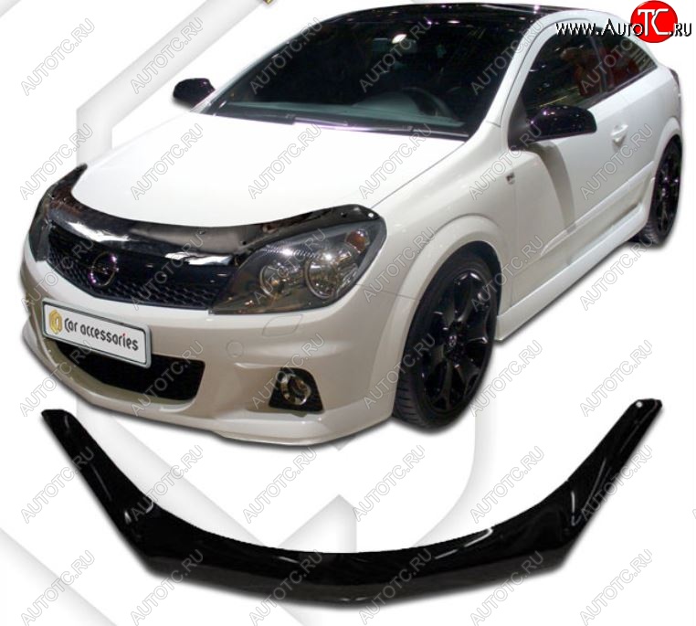 2 299 р. Дефлектор капота CA-Plastiс  Opel Astra  H (2004-2015) хэтчбек 5дв дорестайлинг, хэтчбек 5дв рестайлинг (серия Classic черный, Без надписи)  с доставкой в г. Кемерово