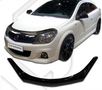 2 159 р. Дефлектор капота CA-Plastiс  Opel Astra  H (2007-2015) универсал рестайлинг (серия Classic черный, Без надписи)  с доставкой в г. Кемерово. Увеличить фотографию 1