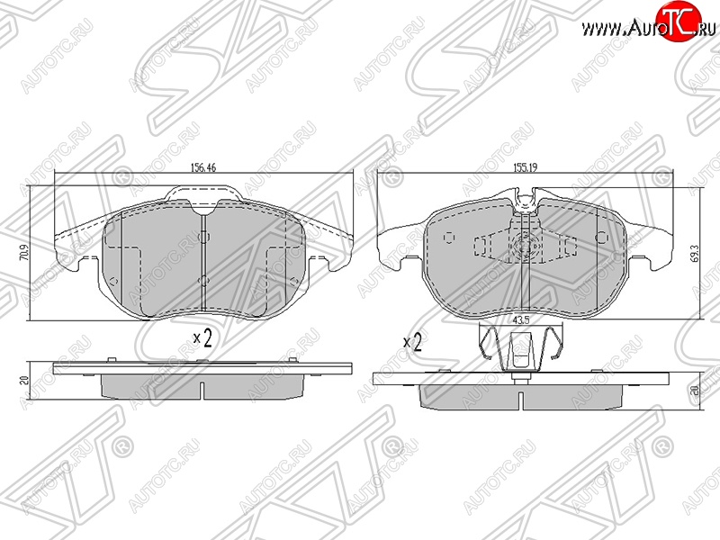 1 479 р. Колодки тормозные SAT (передние)  Opel Astra ( H,  H GTC) - Zafira  В  с доставкой в г. Кемерово