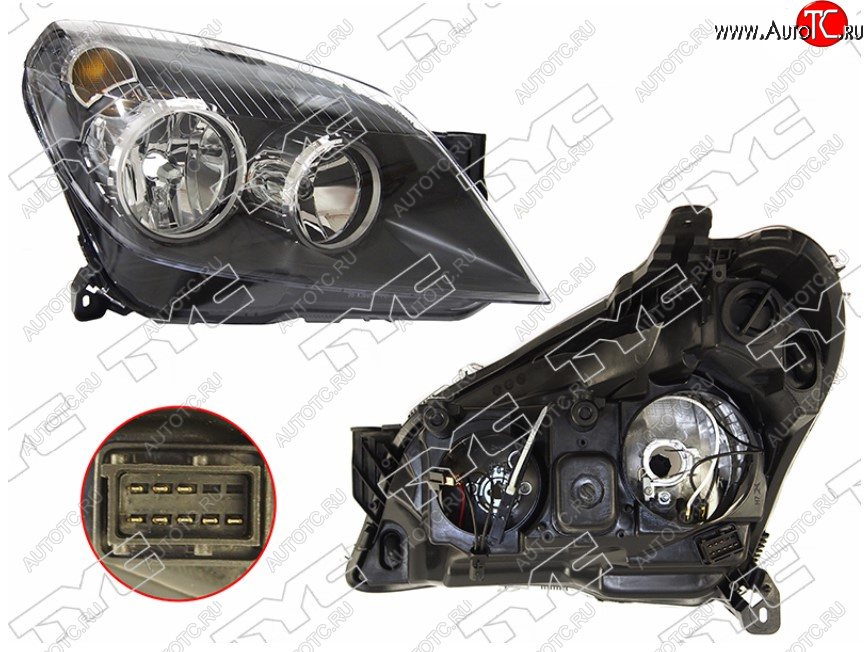 17 749 р. Правая фара передняя TYC (черная, с электрокорректором) Opel Astra H хэтчбек 5дв рестайлинг (2007-2015)  с доставкой в г. Кемерово