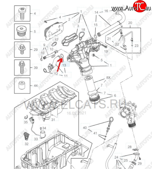 71 р. Уплотнительное кольцо трубопровода маслоохладителя GM (дв. Z16XEP) Opel Astra H универсал (2004-2007)  с доставкой в г. Кемерово